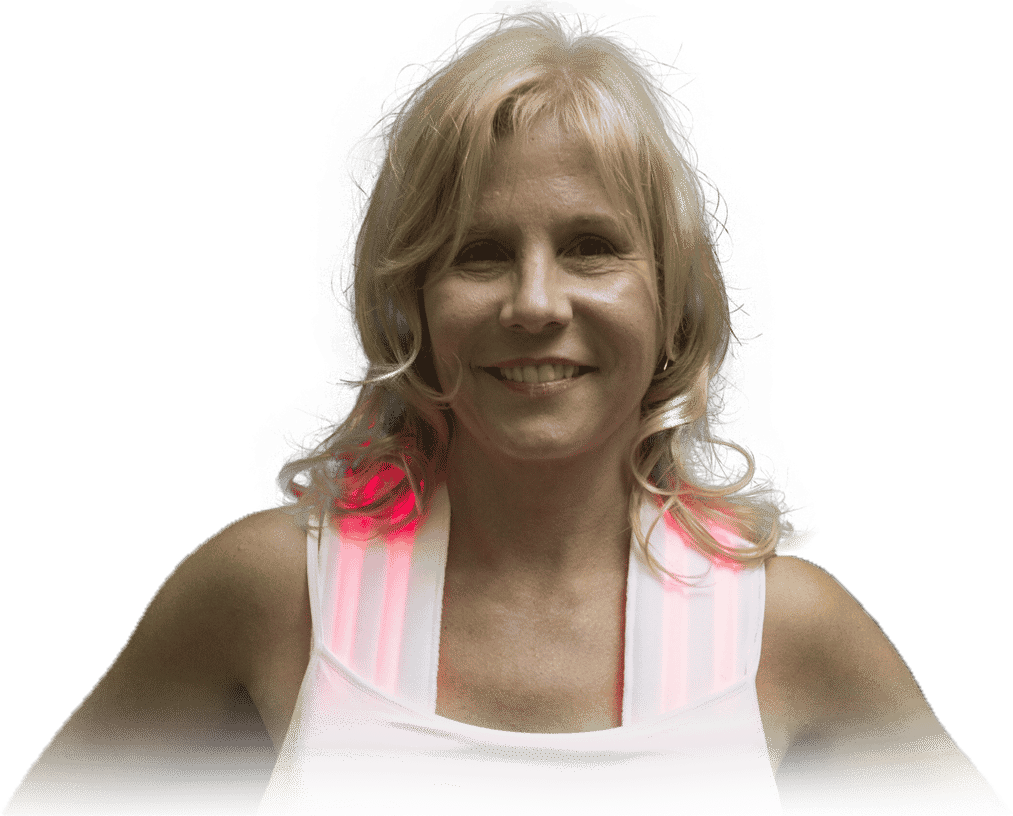 laser therapy for people woman wearing mobile laser therapy vest